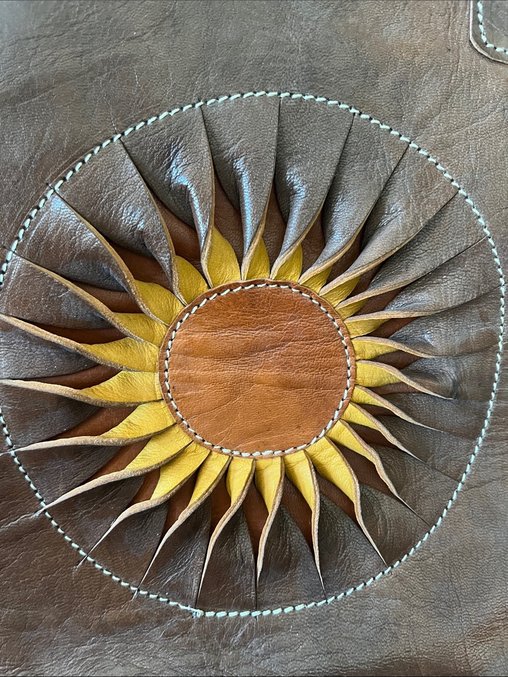 Sunburst Hanmade Brown Leather Tote Bag - Picture 5 of 8